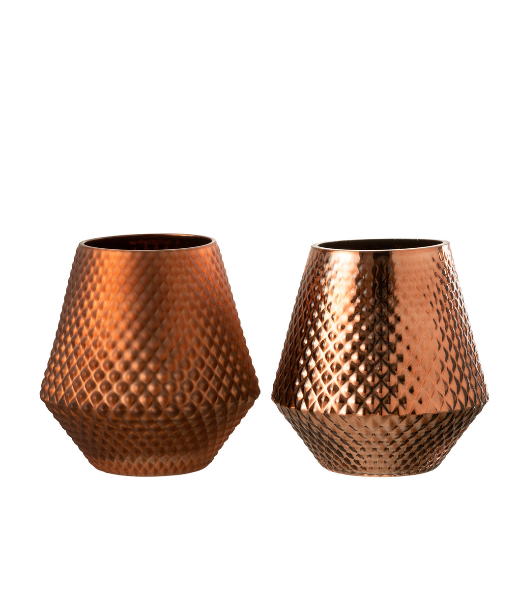 Teelichthalter Cari Glas Kupfer Medium 2 Sortiert | Kerzenhalter | WallHaus